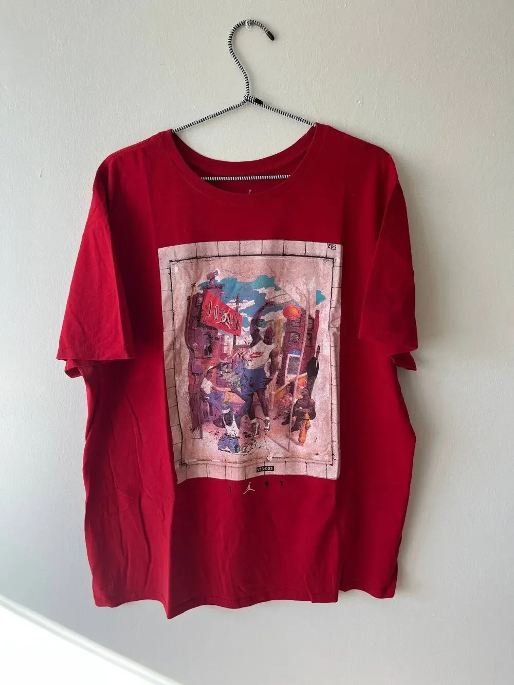 Jordan I Love NY Red Y2K Tee Men’s Vintage Basketball Street Graphic Print Shirt